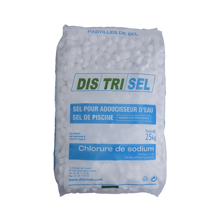 Sel pour adoucisseur d'eau - sel de piscine - sac de 25 kg 